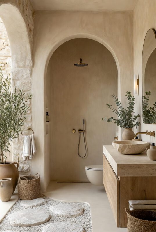 mediterranean-bathroom-arched-shower-concrete-cire-natural-stone